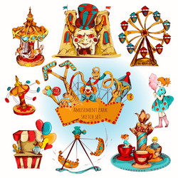 Fun fair theme park on isolated background Vector Image