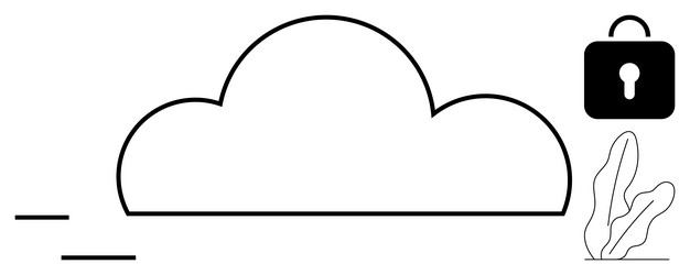 cloud with lock representing data security vector image