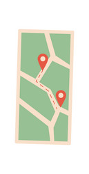 flat navigation map app on smartphone vector image