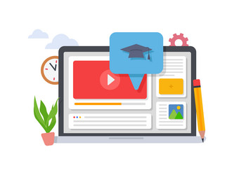 Online education learning website and application vector