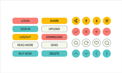 Set button with icon for website and applicatio vector