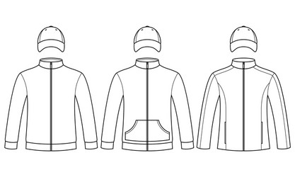 Blank Cap and Sweatshirt Mockup Vector Image