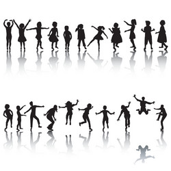 Child Silhouettes - Playful Kids Vector Image