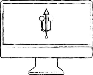 Monitor computer usb app button screen vector
