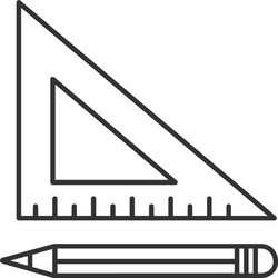 Triangular ruler with pencil linear icon vector