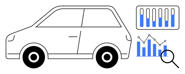car analysis with graphs charts and data vector image