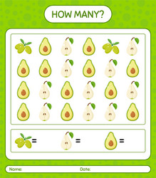 How many counting game with fruit worksheet vector