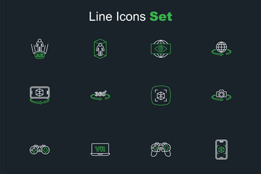 set line 3d modeling gamepad virtual reality 360 vector image