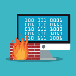 Computer flame and security system design vector