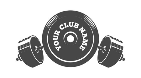 fitness or athletic club emblem with barbell vector