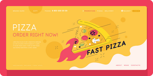 food delivery hot pizza a template vector