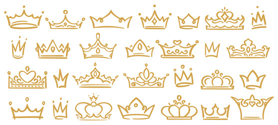 gold sketch crowns hand drown royal diadems