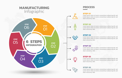 visual data presentation cycle diagram with 6 vector image