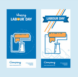 Happy labour day design with vintage theme blue vector