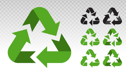 recycle symbol or recycling arrows flat icon vector