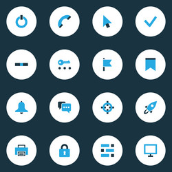 User icons colored set with launch checkmark vector