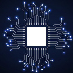 cpu microprocessor microchip circuit board vector image