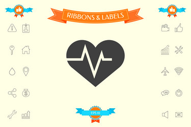 Heart with ecg wave - cardiogram symbol medical vector