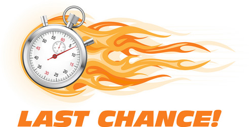 Last chance hurry up - burning stopwatch icon hot vector