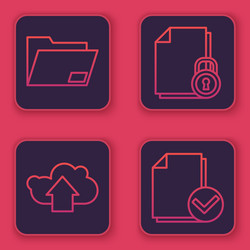 set line document folder cloud upload vector image