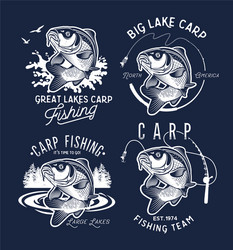 Vintage Carp Fishing Logos & Labels Vector Image