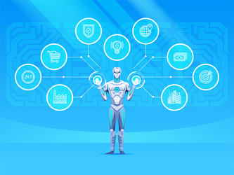 Android Robot with Touchscreen Interface vector