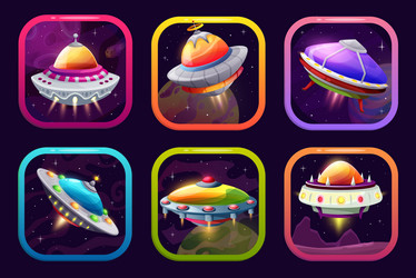 cartoon ufo space game app icon ui or gui assets vector image