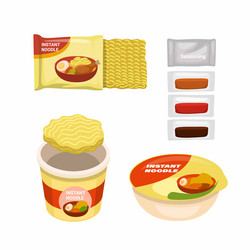 instant noodle cup collection set vector