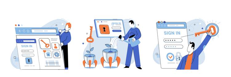 login password to register users must complete vector image