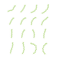 Green organic leaves icon set isolated vector