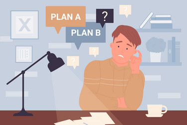 man with question mark and two option for solving vector image