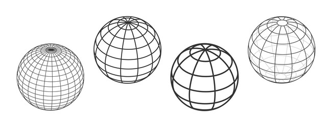 Simple classic globe wireframe set Royalty Free Vector Image