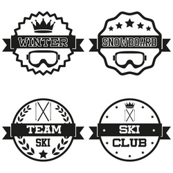 Vintage Ski & Snowboard Club Badges vector