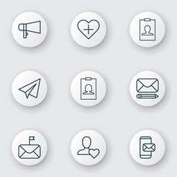 Communication icons set with follow badge vector