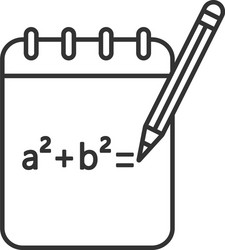 notebook with math formula linear icon vector