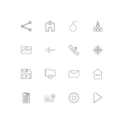 Interface linear thin icons set outlined simple vector