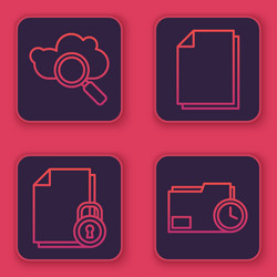 set line search cloud computing document and lock vector image