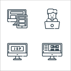 Web development line icons linear set quality vector