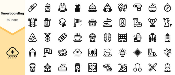 an array of minimalistic snowboarding icons vector image