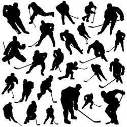 Hockey Players Silhouette Set Vector Image