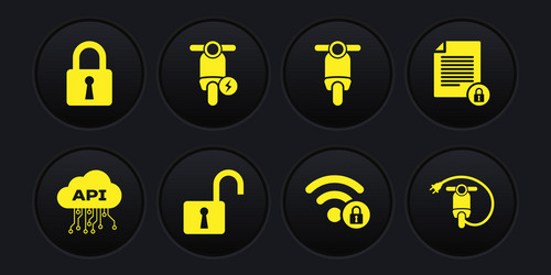 set cloud api interface document and lock open vector image
