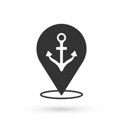 grey map pointer with anchor icon isolated vector image