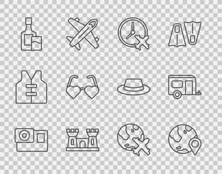 set line action camera location the globe clock vector image