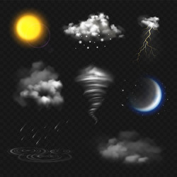 weather forecast set in realistic style vector image