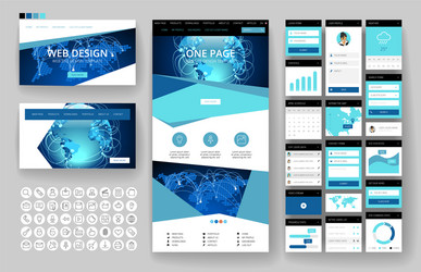 website design template and interface elements vector image