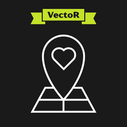white line map pointer with heart icon isolated vector image