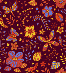Floral Butterfly Seamless Texture Vector Image