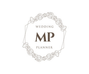 Mp initials letter wedding monogram logos Vector Image