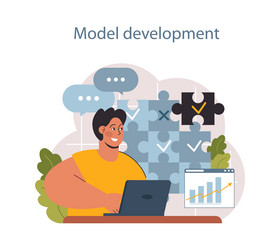 predictive analytics process of using data vector image