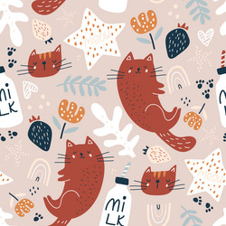 Seamless childish pattern with cute hand drawn Vector Image